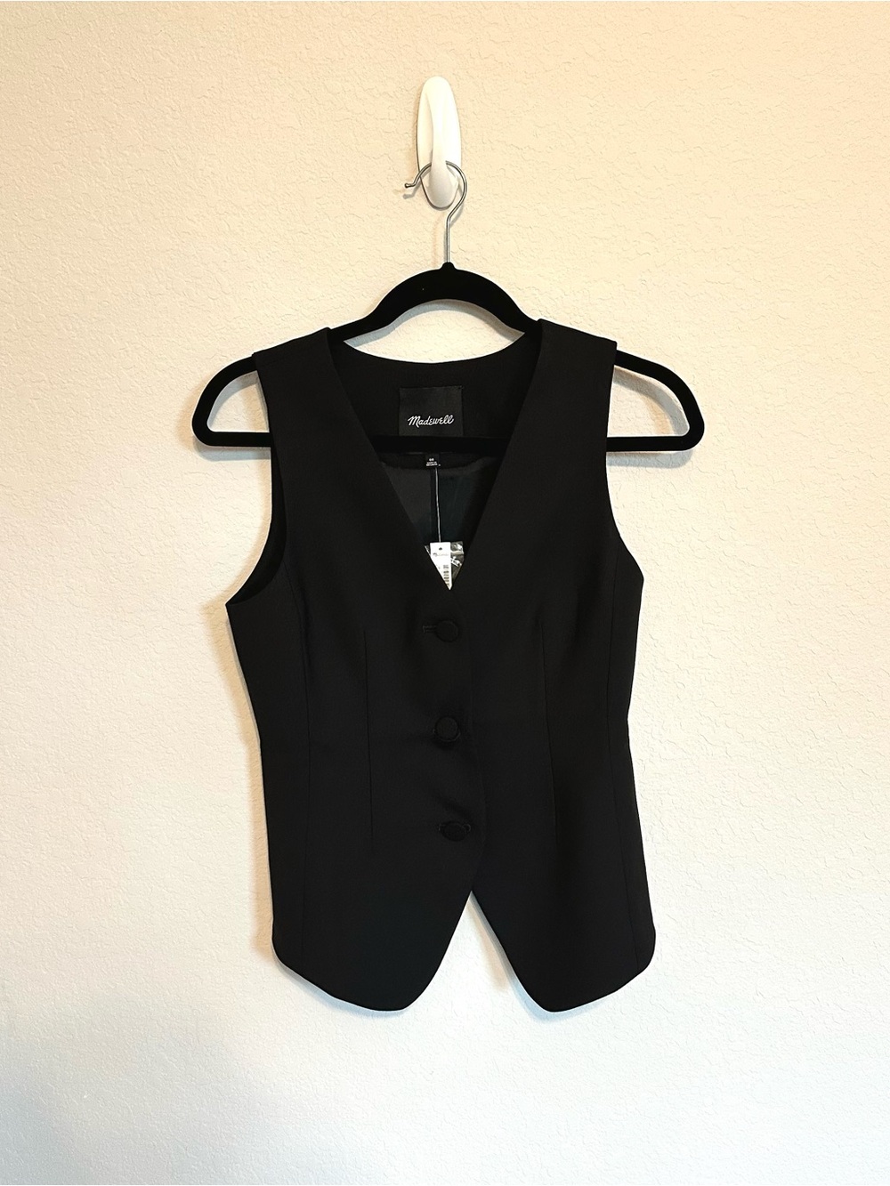 Madewell Black Button-Front Vest Size 00 NWT